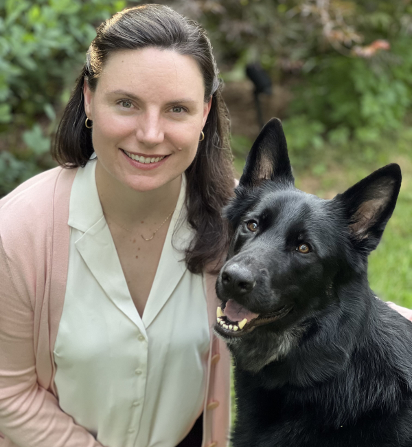 Jacquelyn Evans with dog, Captain