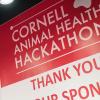 A banner that says "Animal Health Hackathon" and thanks its sponsors