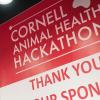 A banner that says "Animal Health Hackathon" and thanks its sponsors