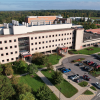 Drone snapshot of the front exterior of the Cornell University Hospital for Animals