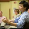 Panel member Dr. Xiaowei Zhuang discusses creativity at the Leadership Program workshop