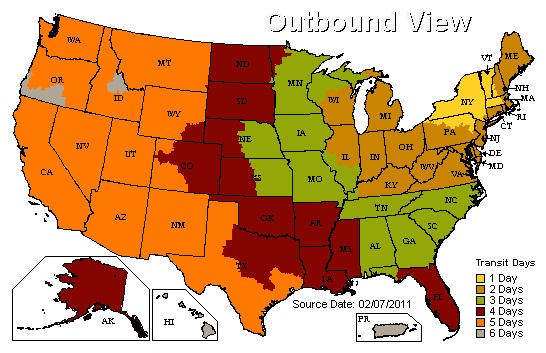 ups shipping map